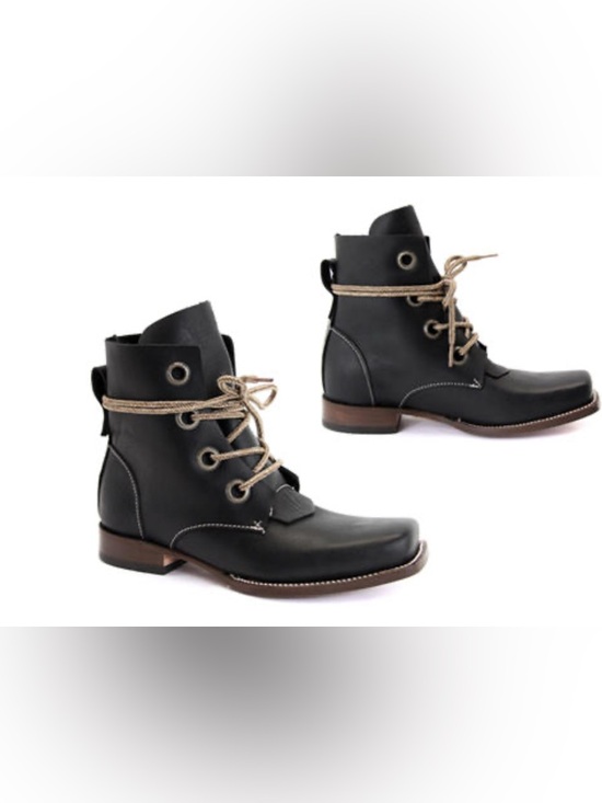 John Fluevog Other - John Fluevog Paul Black Leather Combat Lace-Up Ankle Boots Size 5/6.5